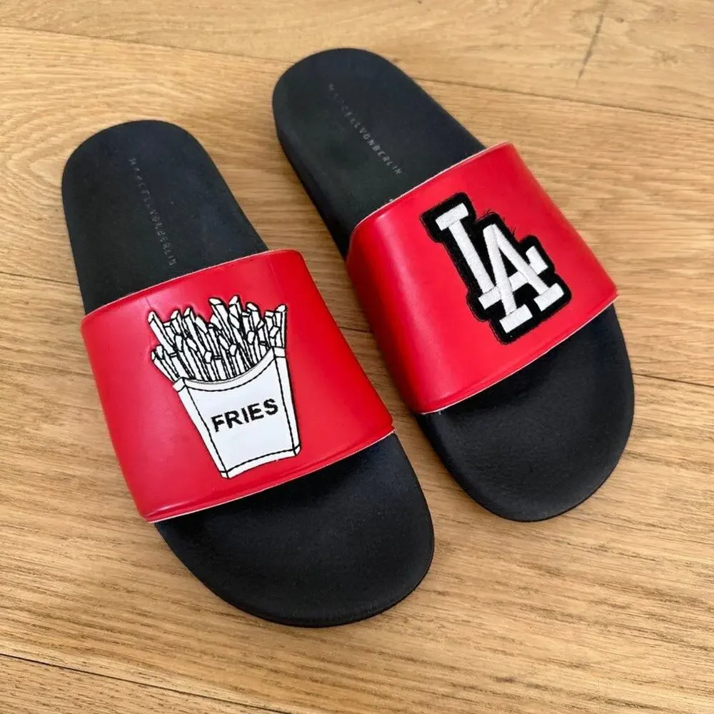 Marcell Von Berlin - LA Fries Mens Slip Ons in Black and Red